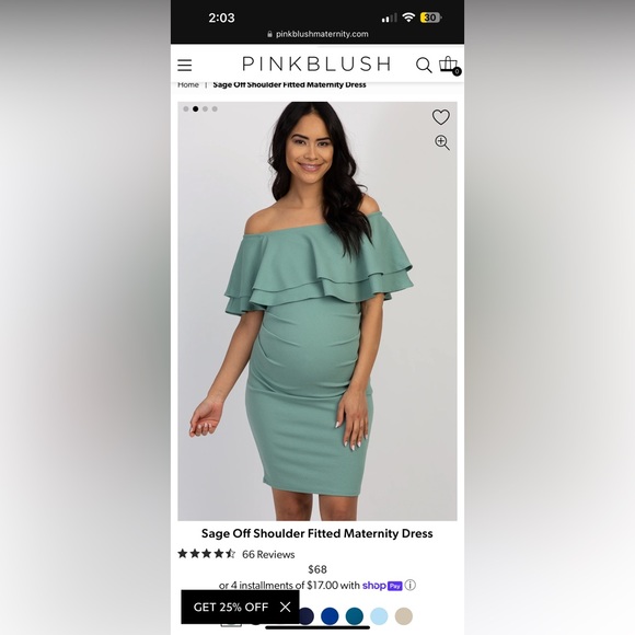 Sage Off the Shoulder Maternity Dress | Size Large | maternity - Picture 3 of 5